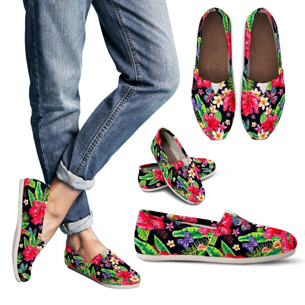 Exotic Hibiscus Flowers Pattern Print Women's Casual Canvas Shoes