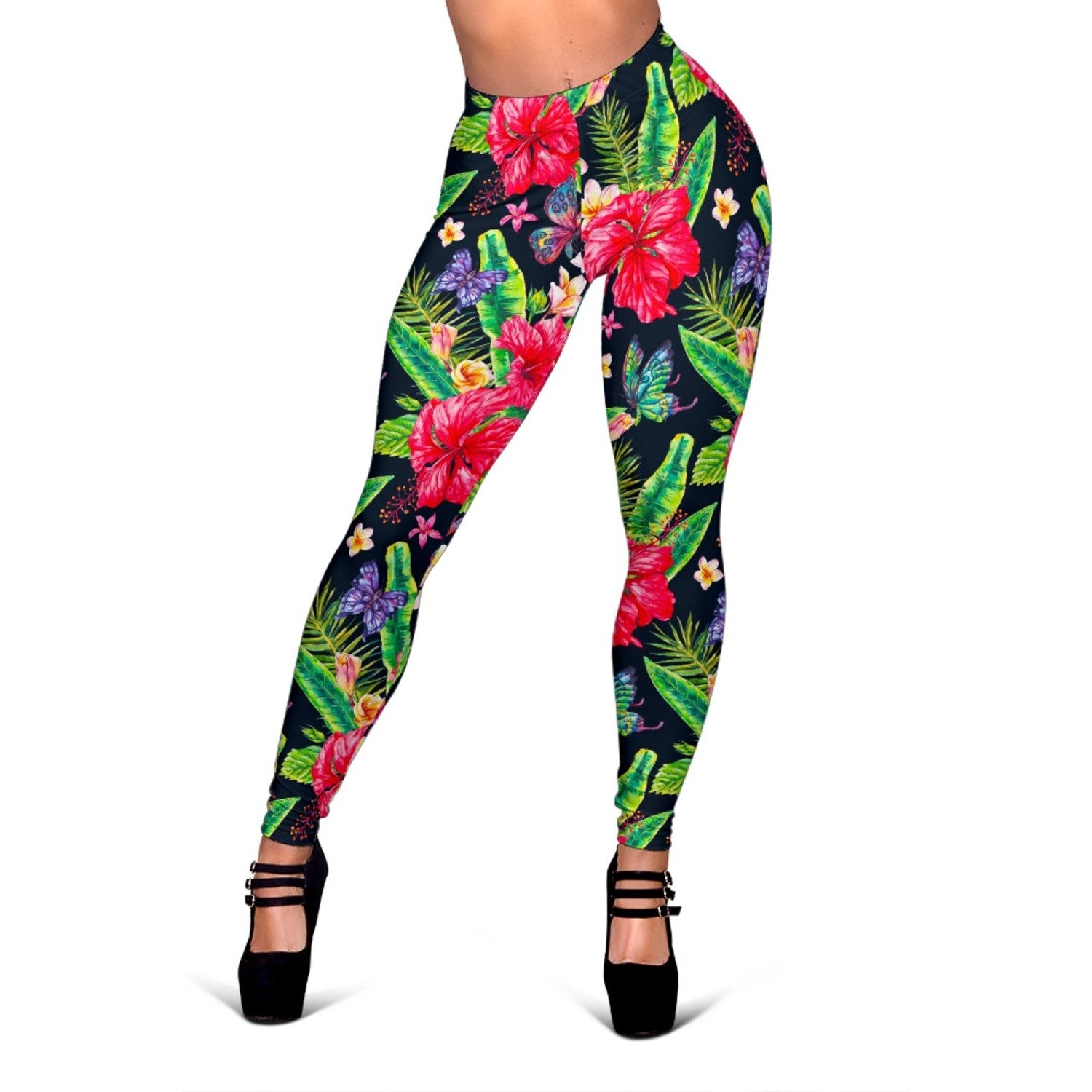 Exotic Hibiscus Flowers Pattern Print Women's Leggings