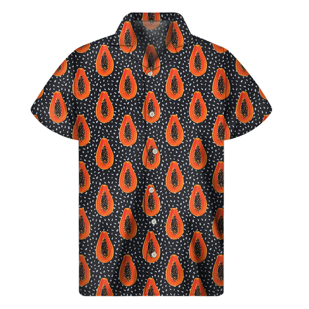 Exotic Papaya Pattern Print Men's Short Sleeve Shirt