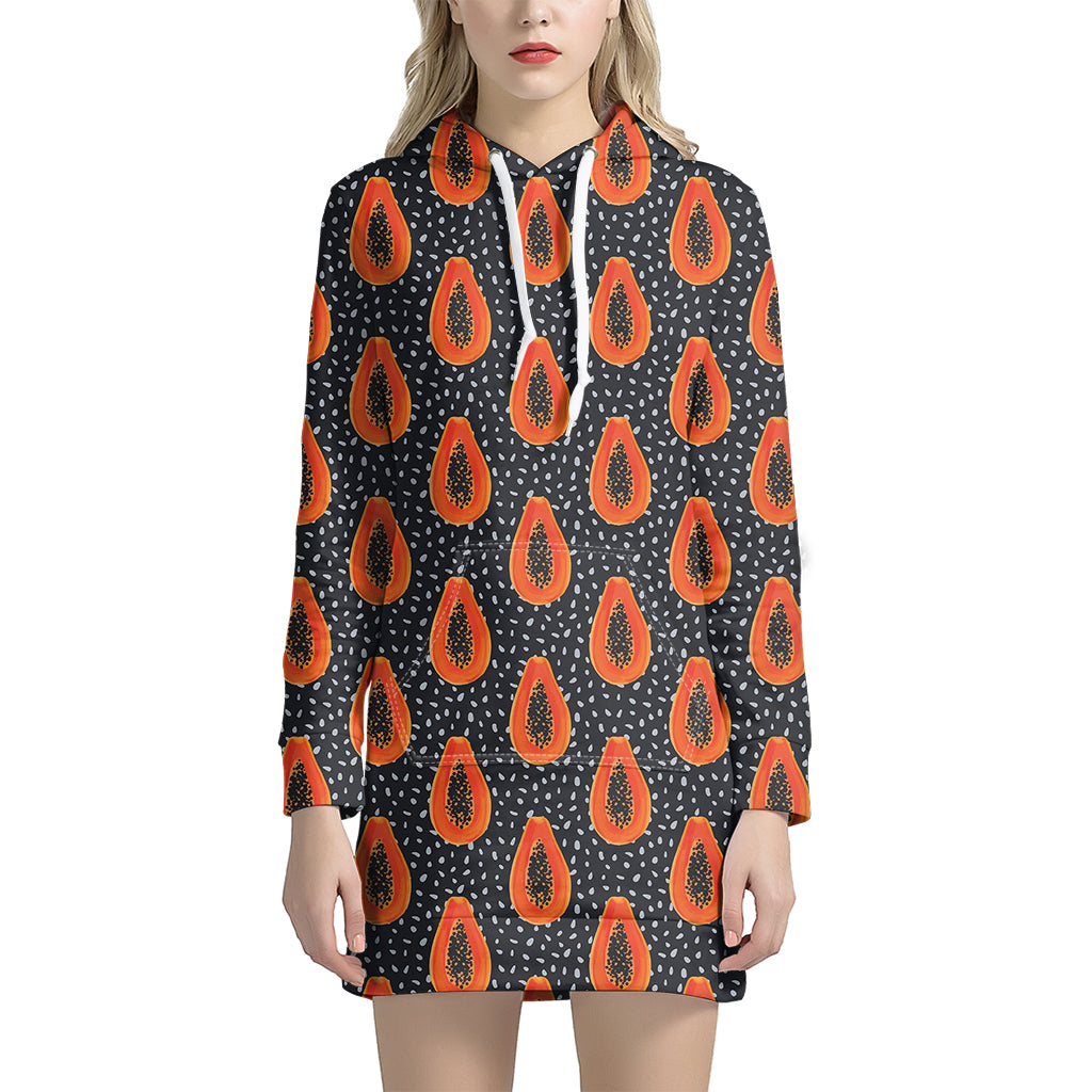 Exotic Papaya Pattern Print Women's Pullover Hoodie Dress