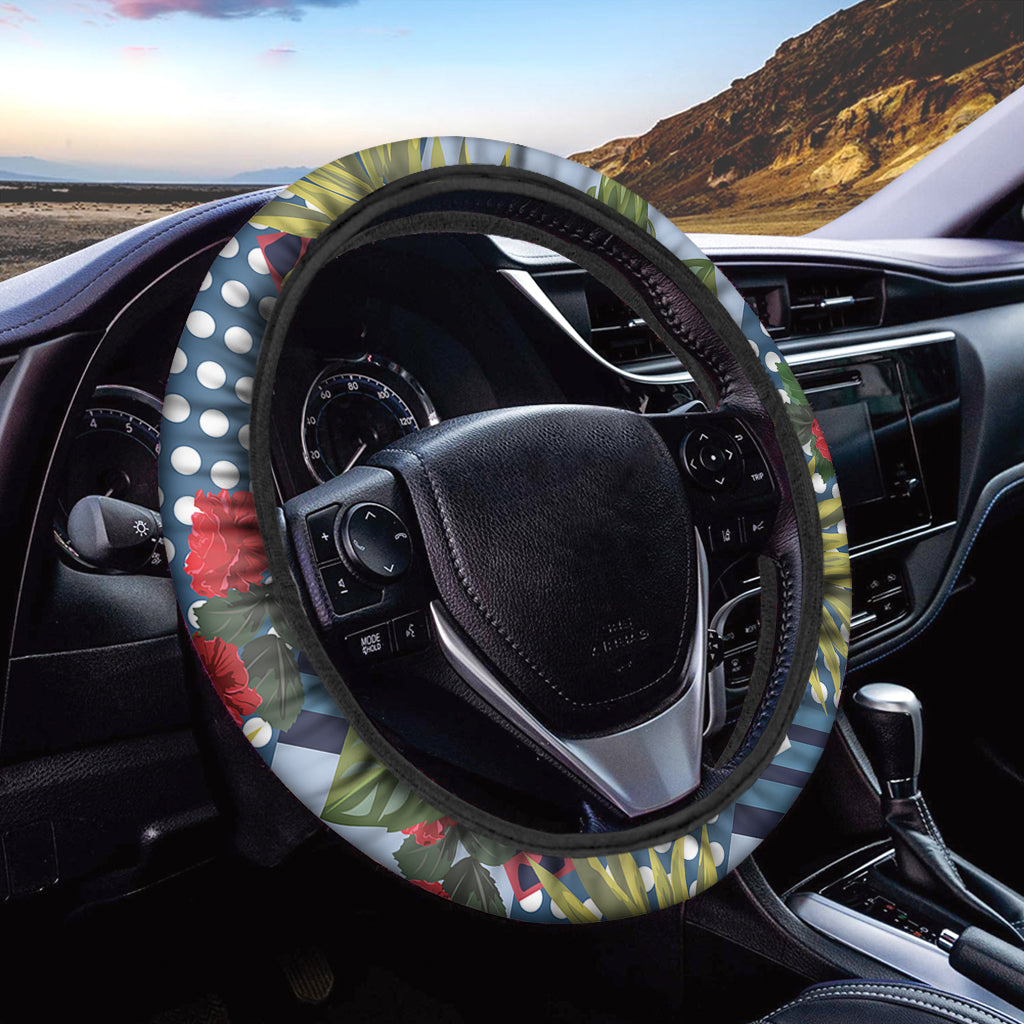 Exotic Patchwork Pattern Print Car Steering Wheel Cover