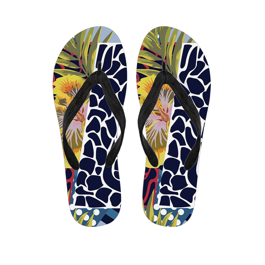 Exotic Patchwork Pattern Print Flip Flops