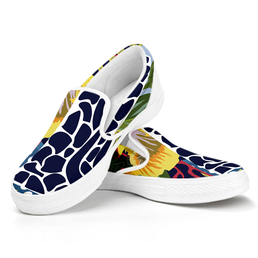 Exotic Patchwork Pattern Print White Slip On Shoes