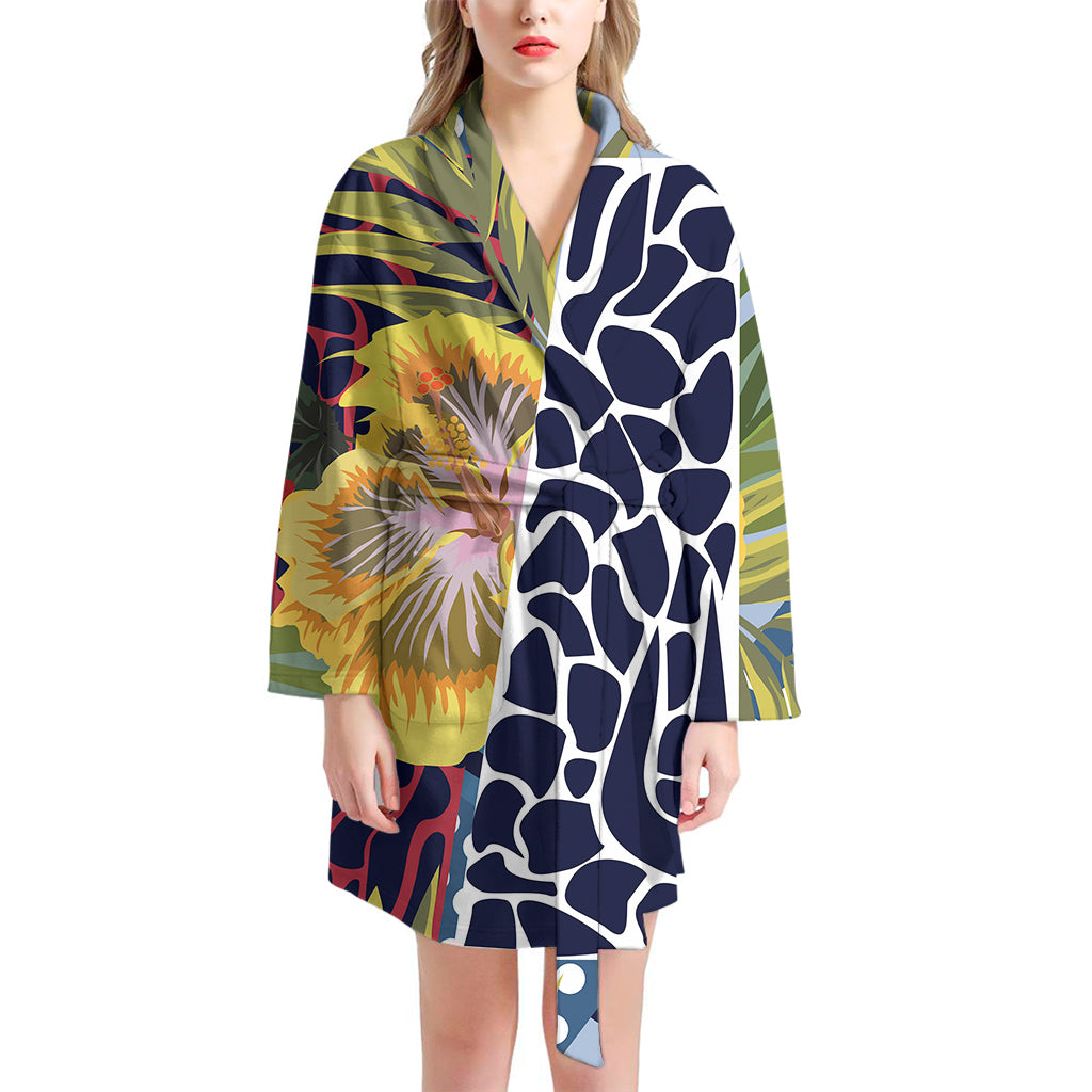 Exotic Patchwork Pattern Print Women's Bathrobe