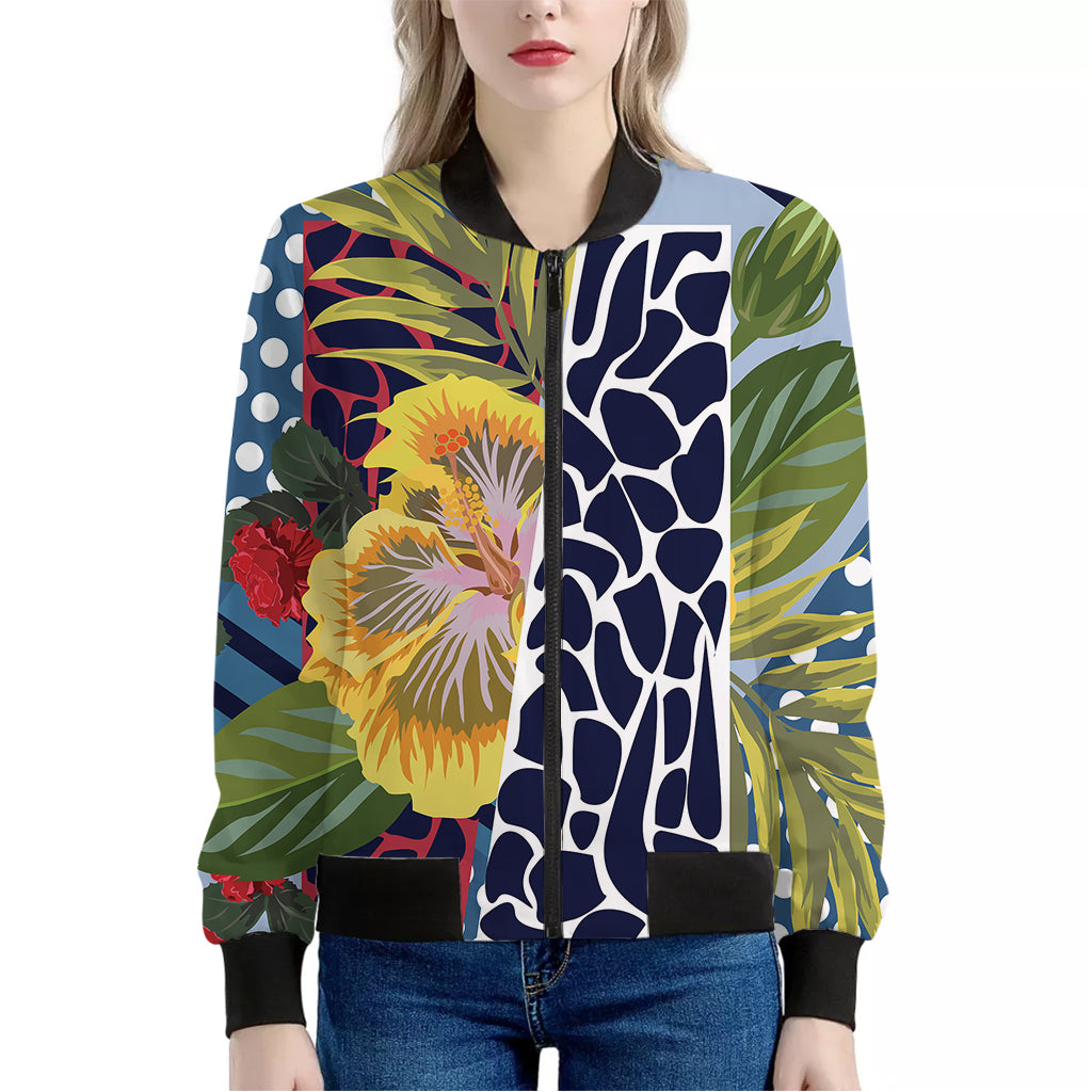 Exotic Patchwork Pattern Print Women's Bomber Jacket