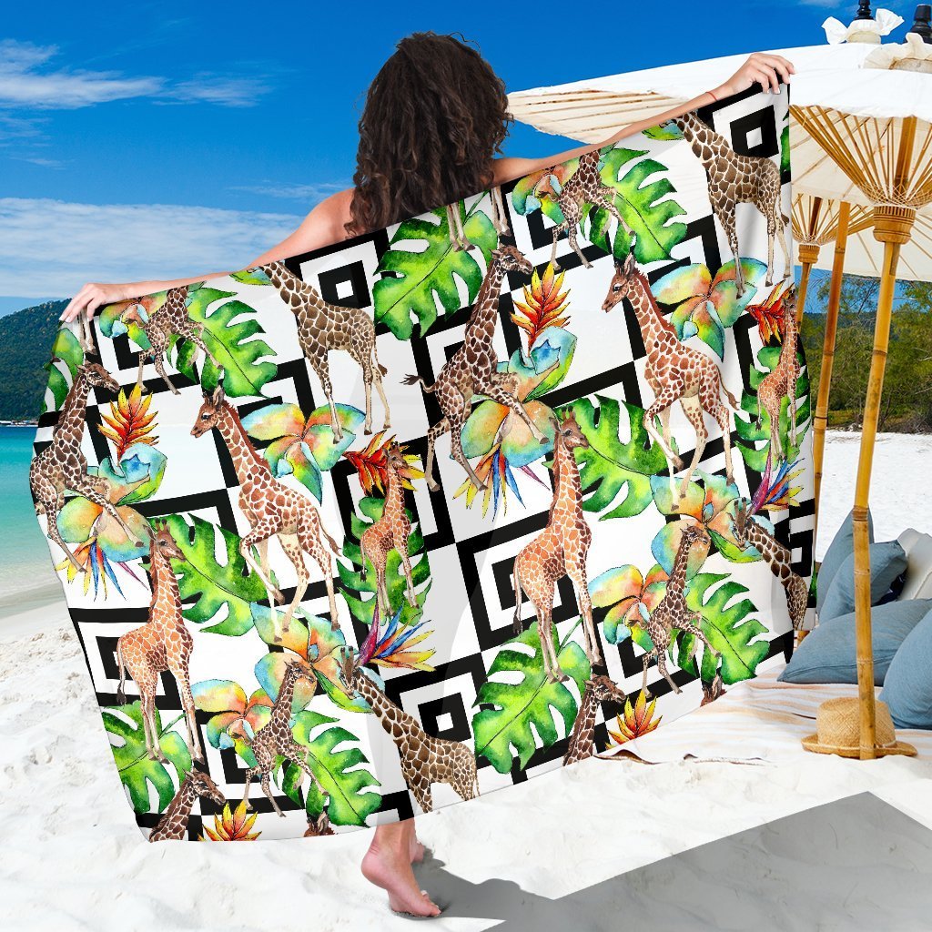 Exotic Tropical Giraffe Pattern Print Beach Sarong Wrap