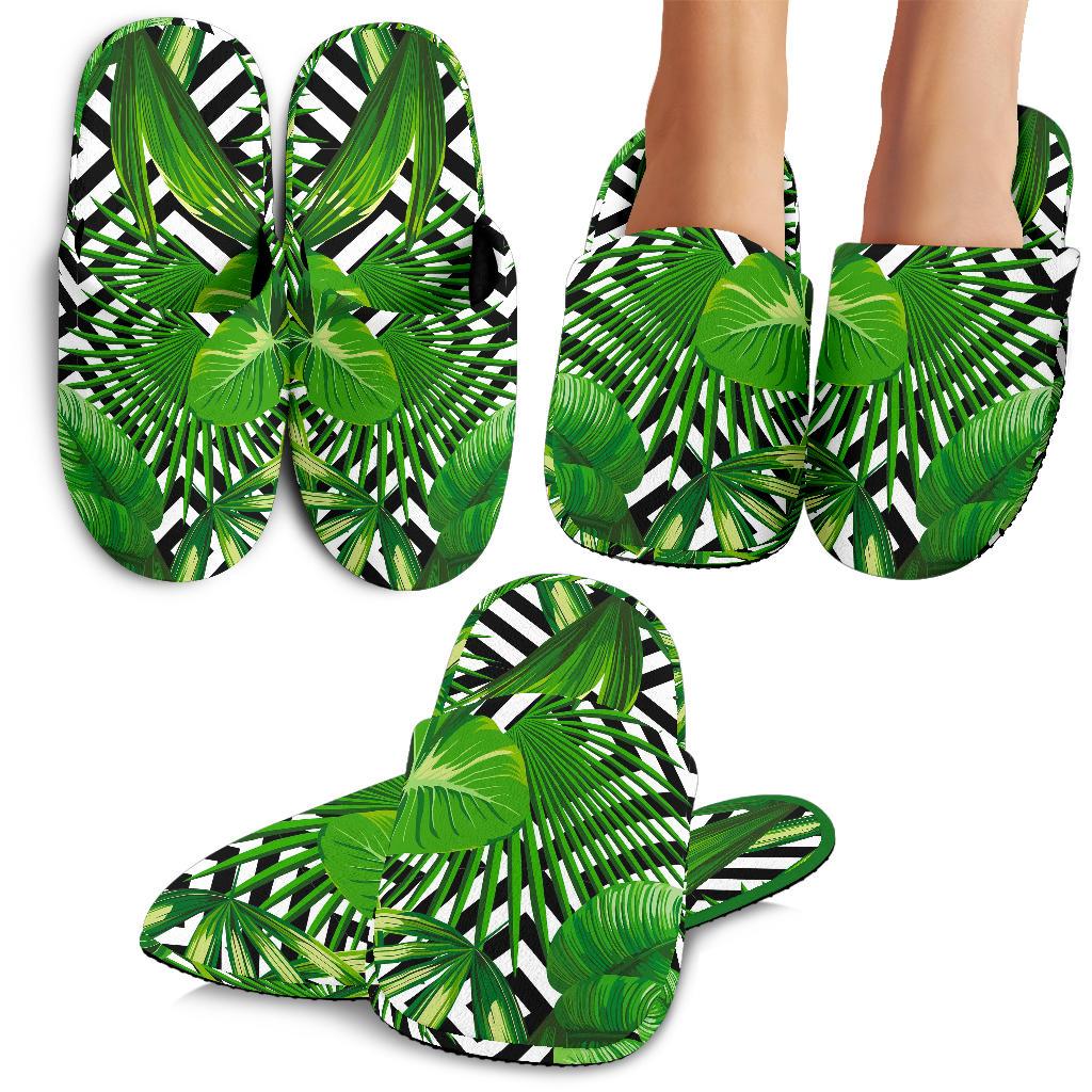 Exotic Tropical Leaves Pattern Print Slippers
