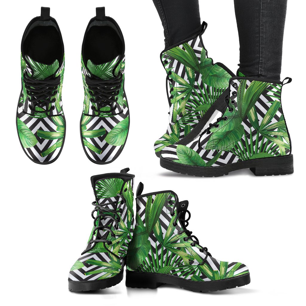 Exotic Tropical Leaves Pattern Print Women's Boots