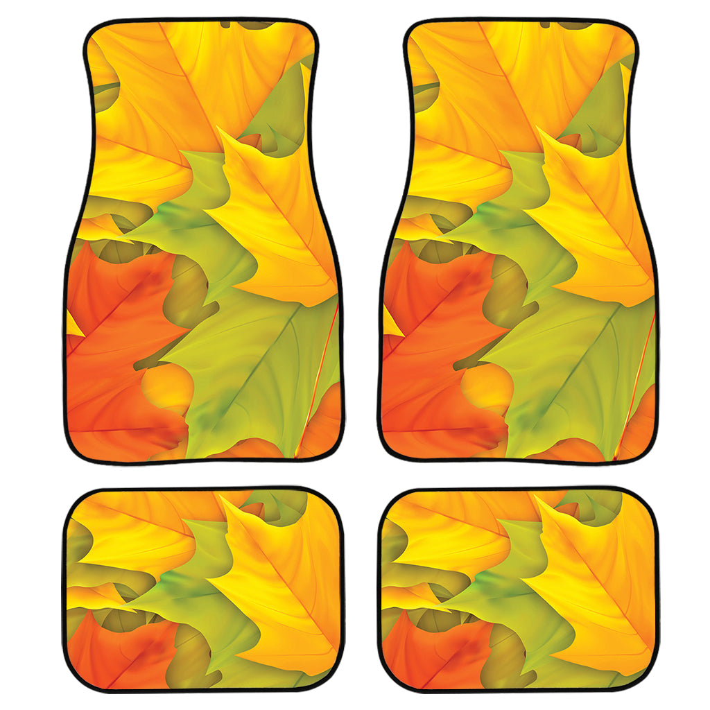 Fall Autumn Maple Leaves Print Front and Back Car Floor Mats