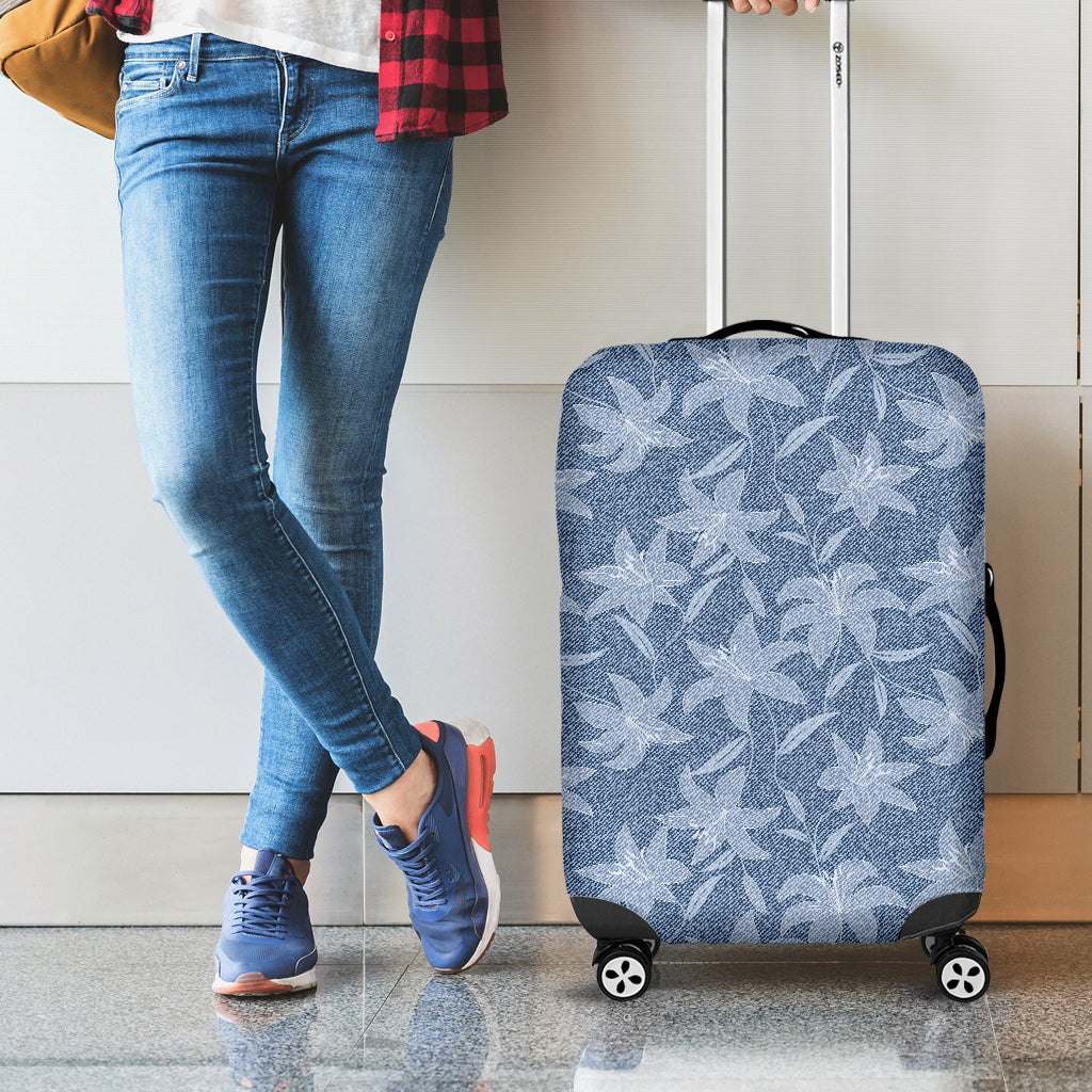 Floral Denim Jeans Pattern Print Luggage Cover