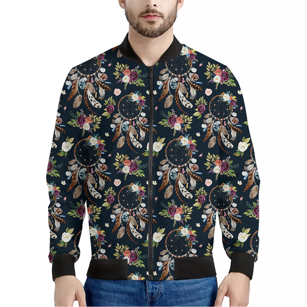 Flower Dream Catcher Pattern Print Men's Bomber Jacket