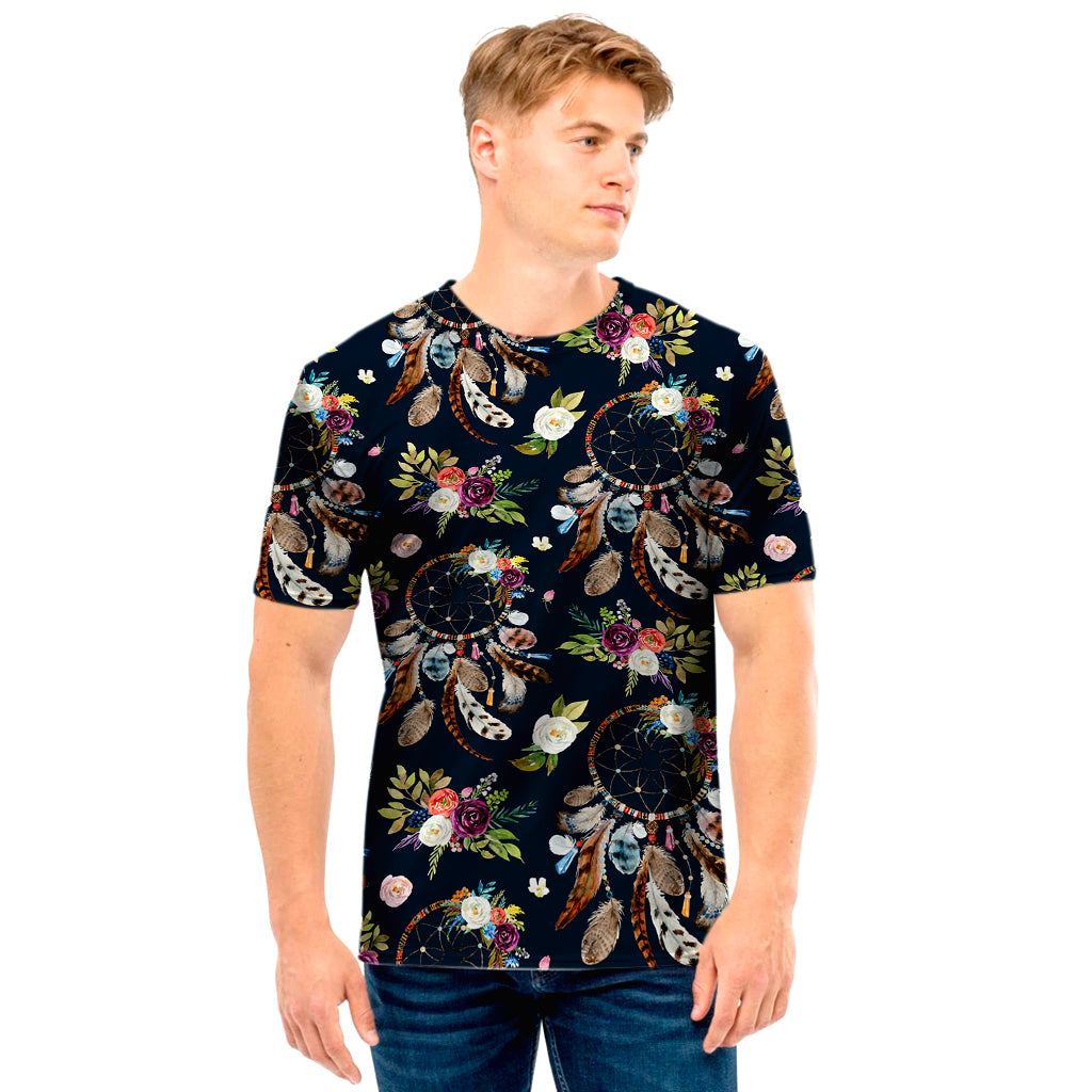 Flower Dream Catcher Pattern Print Men's T-Shirt
