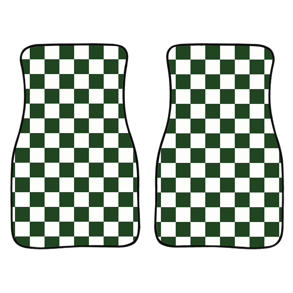 Forest Green And White Checkered Print Front Car Floor Mats