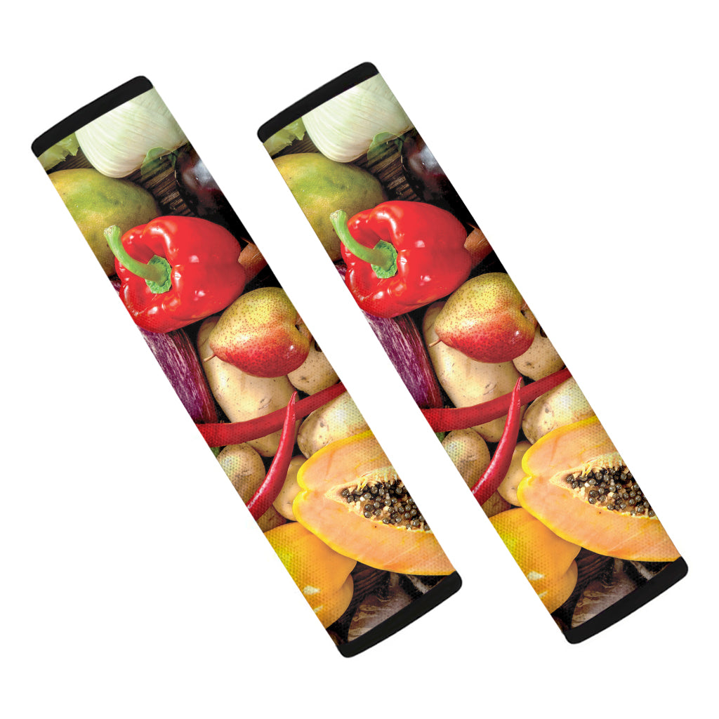 Fresh Fruits And Vegetables Print Car Seat Belt Covers