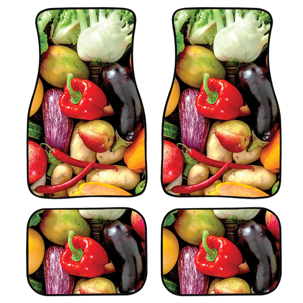 Fresh Fruits And Vegetables Print Front and Back Car Floor Mats