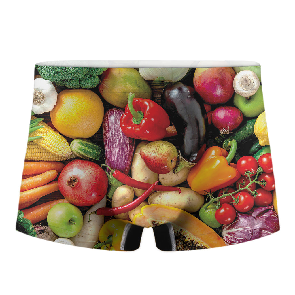 Fresh Fruits And Vegetables Print Men's Boxer Briefs