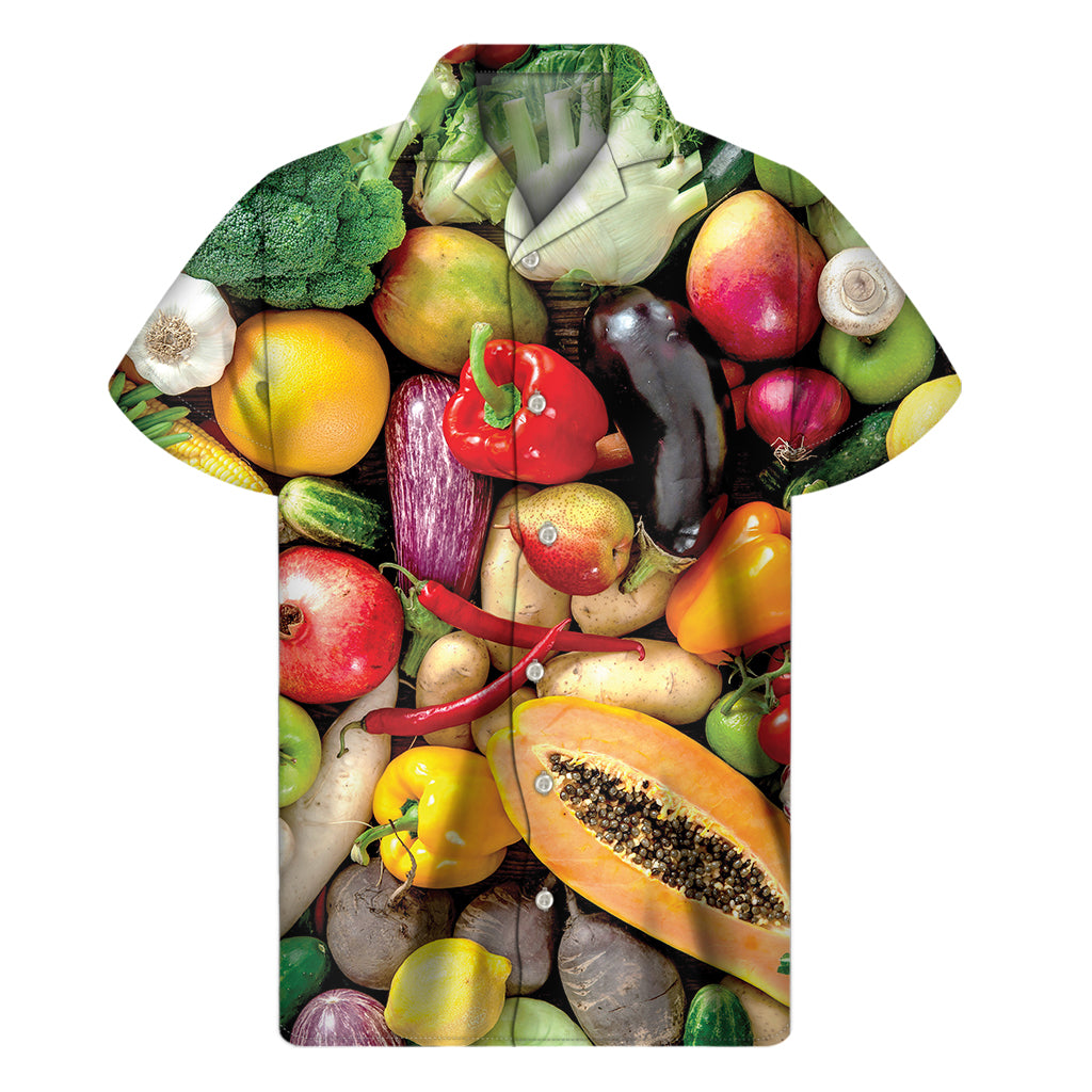 Fresh Fruits And Vegetables Print Men's Short Sleeve Shirt