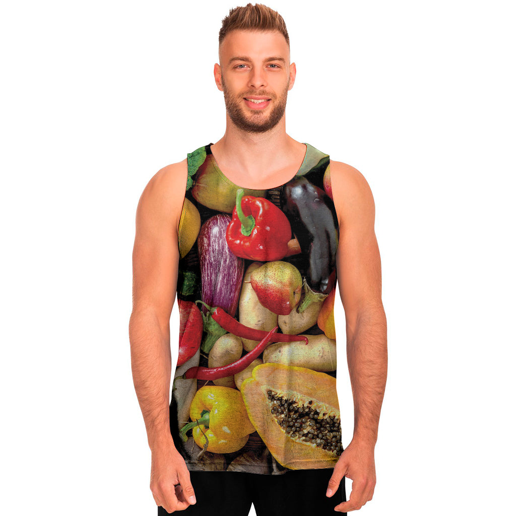 Fresh Fruits And Vegetables Print Men's Tank Top