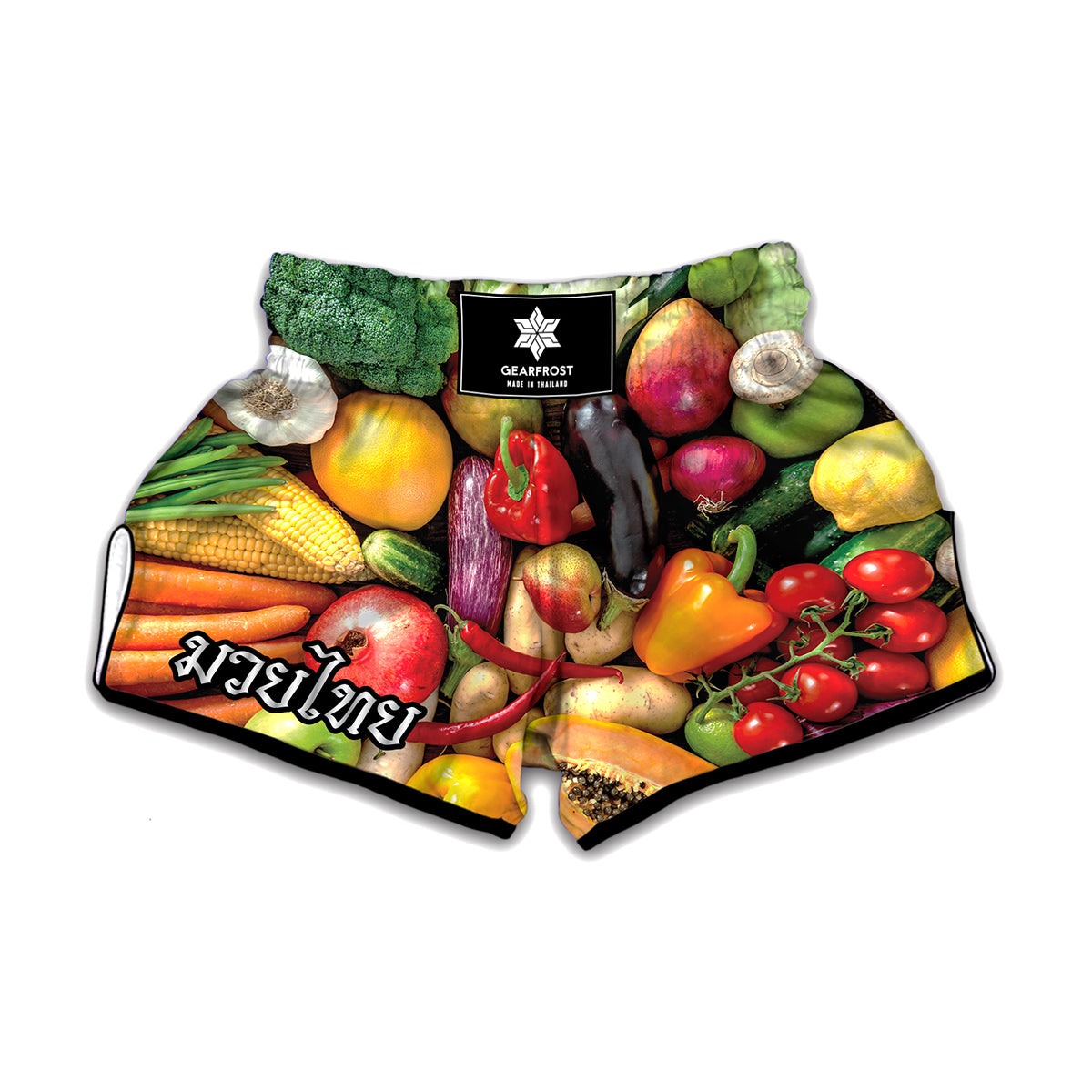 Fresh Fruits And Vegetables Print Muay Thai Boxing Shorts