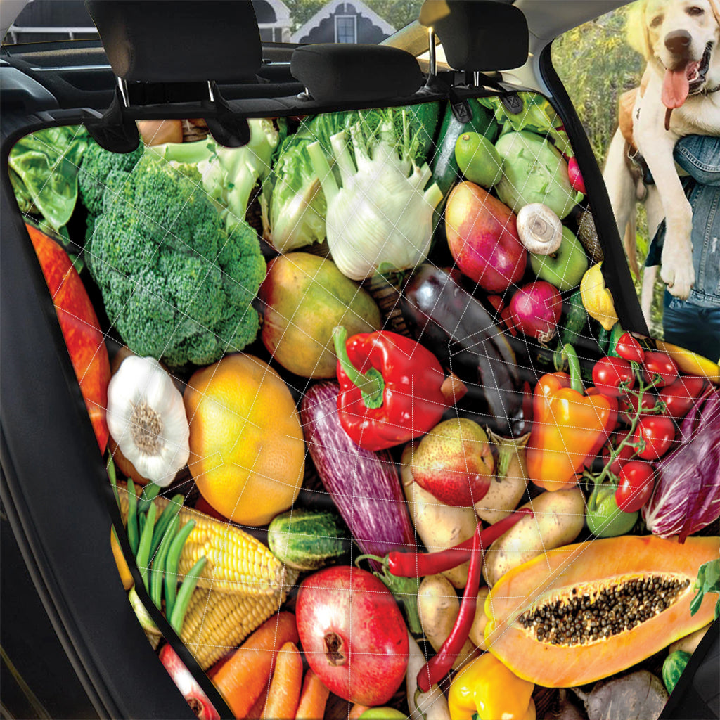 Fresh Fruits And Vegetables Print Pet Car Back Seat Cover