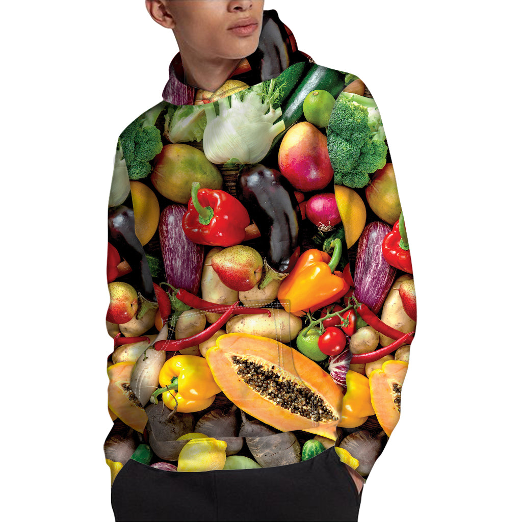 Fresh Fruits And Vegetables Print Pullover Hoodie