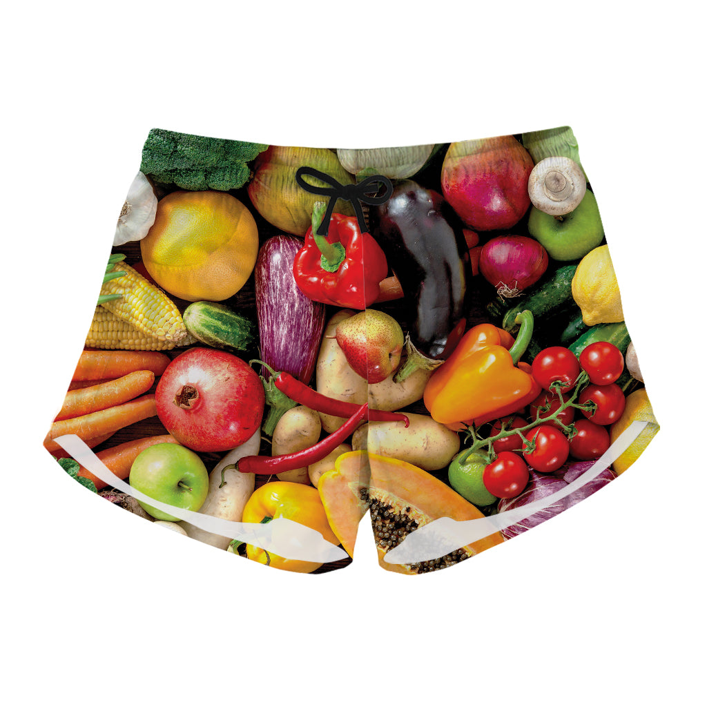 Fresh Fruits And Vegetables Print Women's Shorts