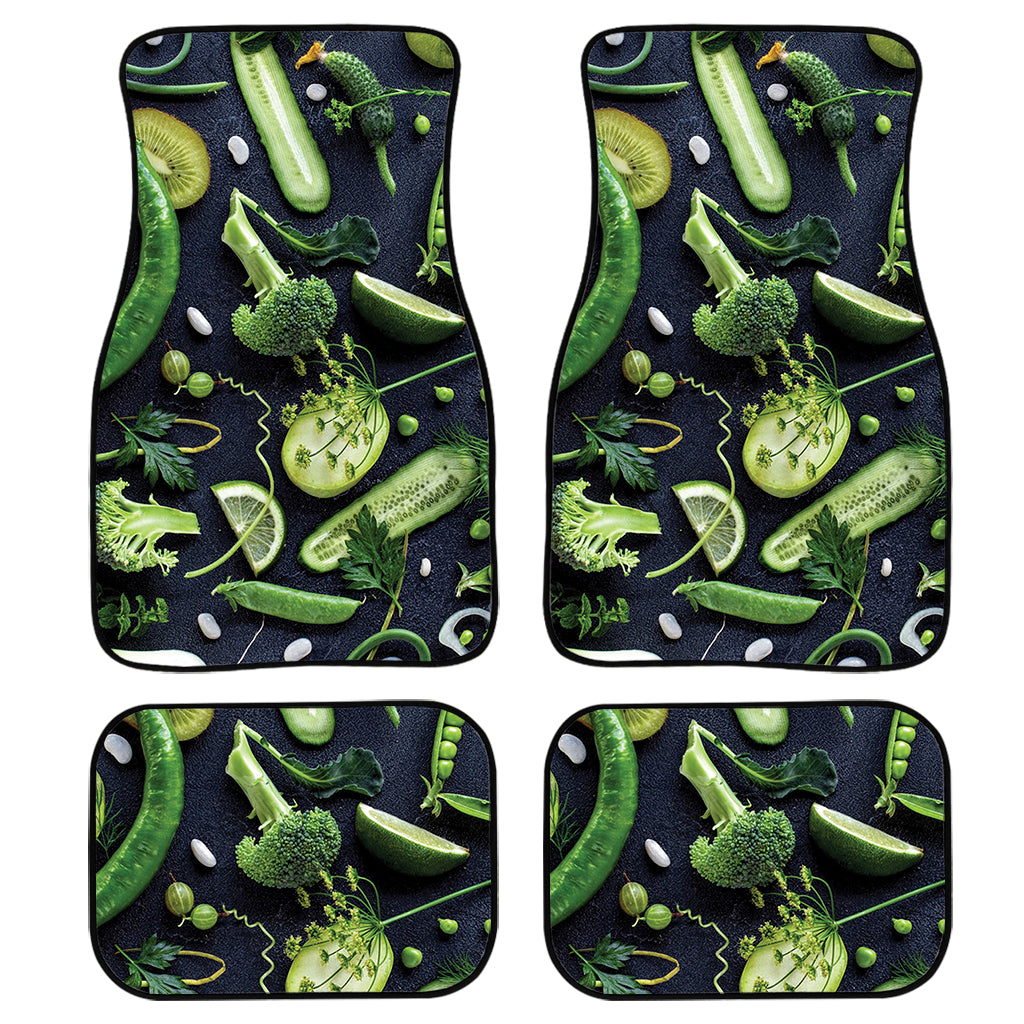 Fresh Green Fruit And Vegetables Print Front and Back Car Floor Mats