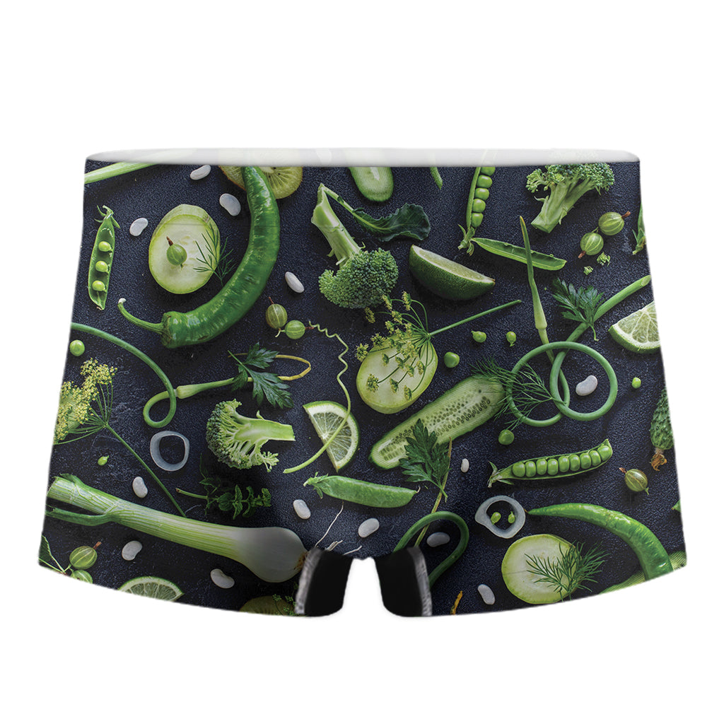 Fresh Green Fruit And Vegetables Print Men's Boxer Briefs
