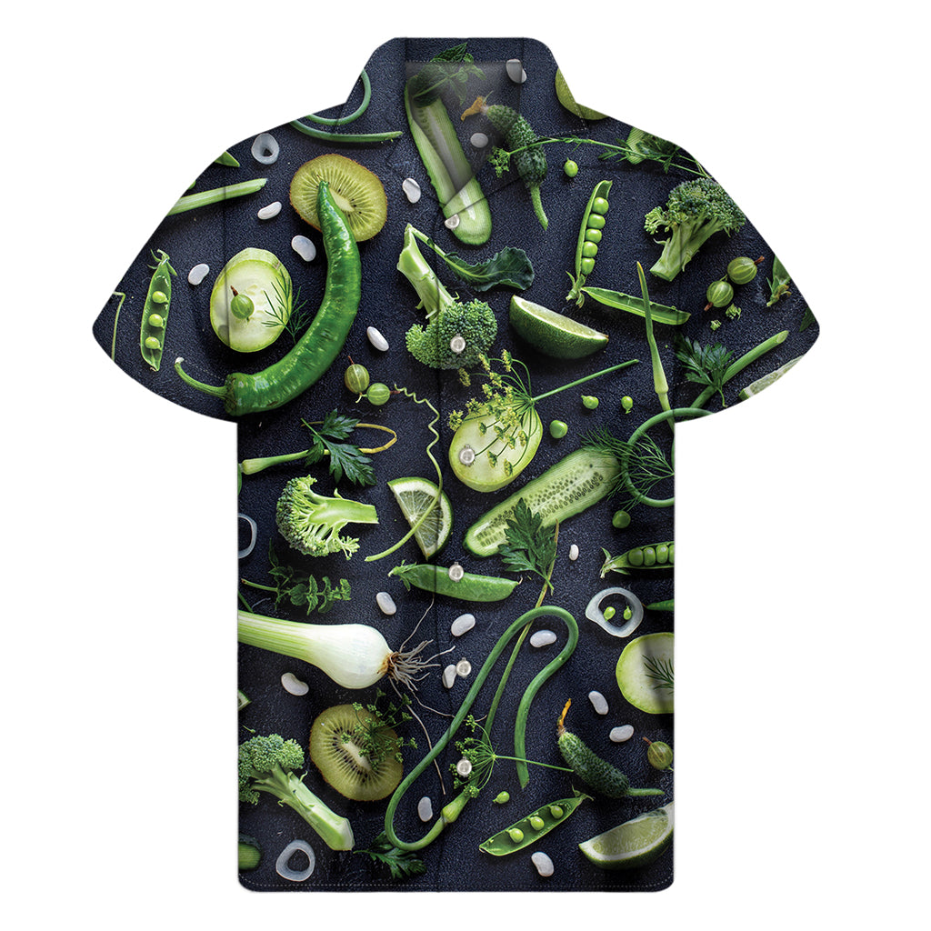 Fresh Green Fruit And Vegetables Print Men's Short Sleeve Shirt