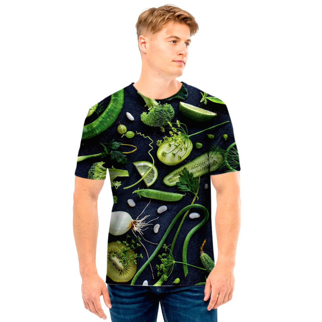 Fresh Green Fruit And Vegetables Print Men's T-Shirt