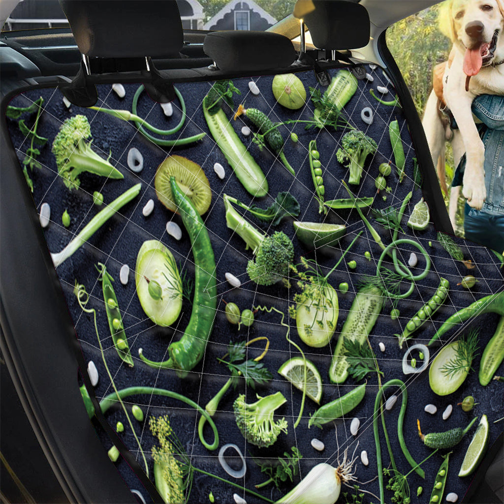 Fresh Green Fruit And Vegetables Print Pet Car Back Seat Cover