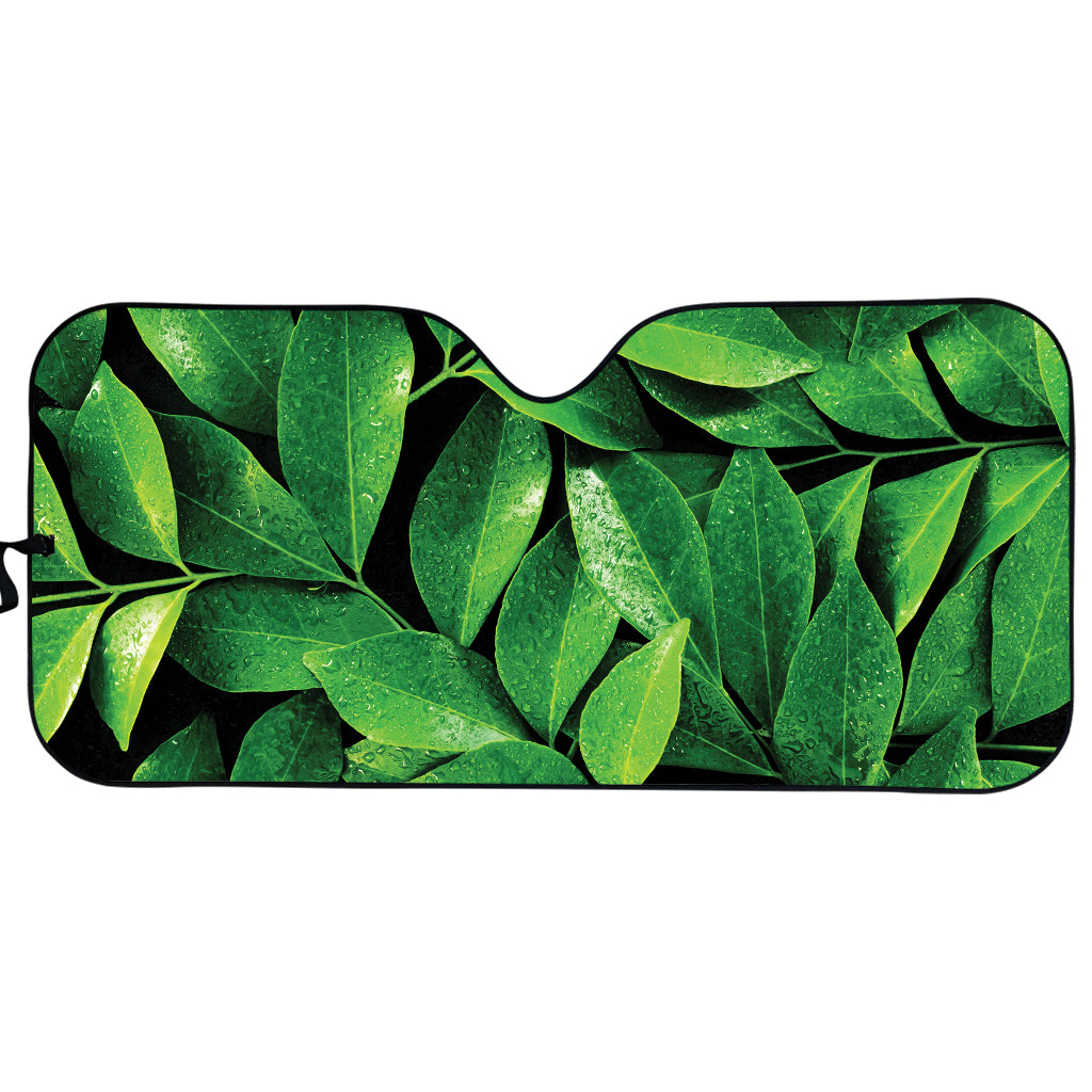 Fresh Green Leaf Print Car Sun Shade