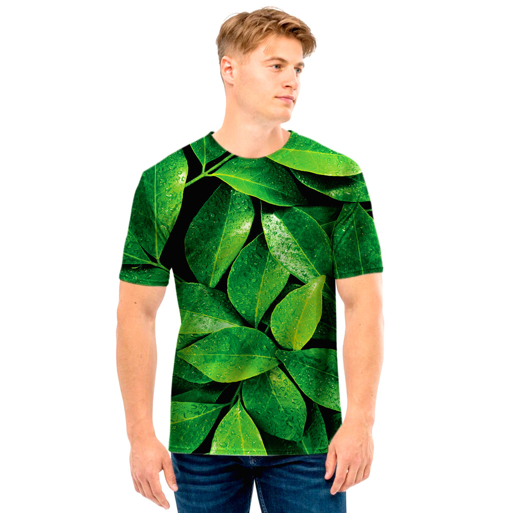 Fresh Green Leaf Print Men's T-Shirt