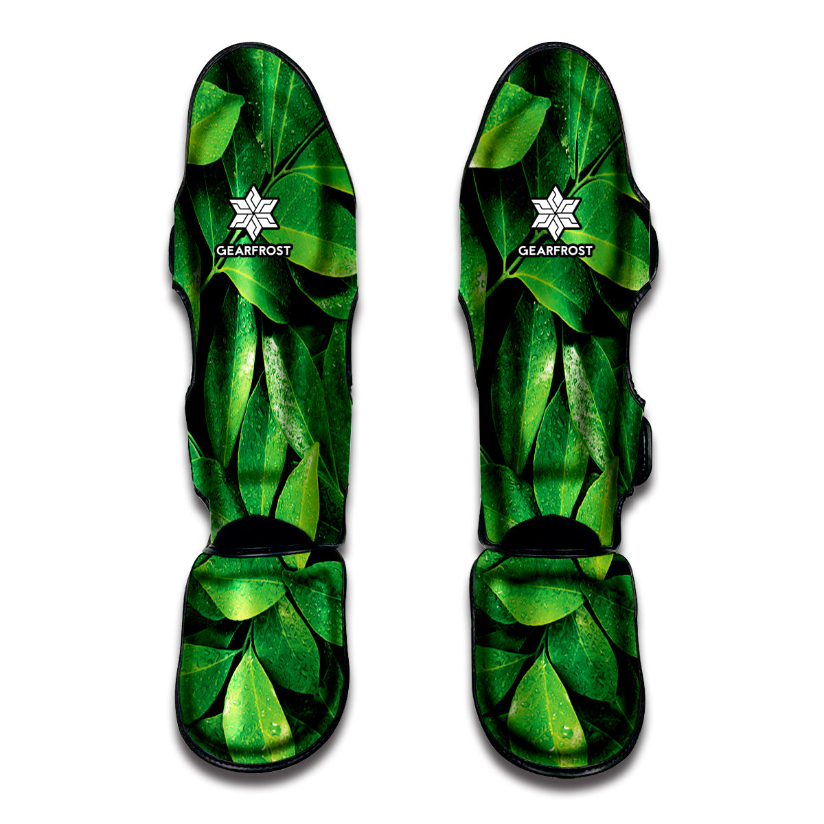 Fresh Green Leaf Print Muay Thai Shin Guards