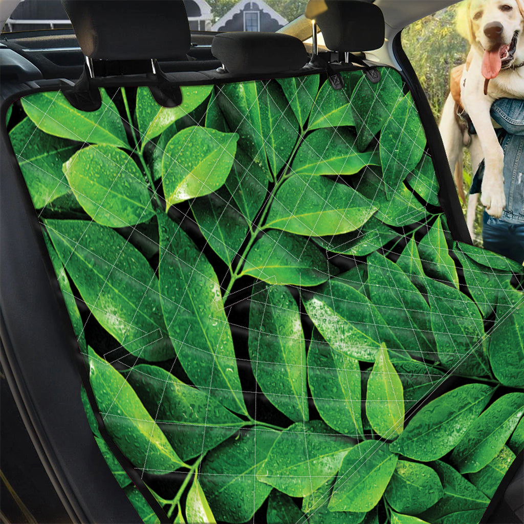 Fresh Green Leaf Print Pet Car Back Seat Cover