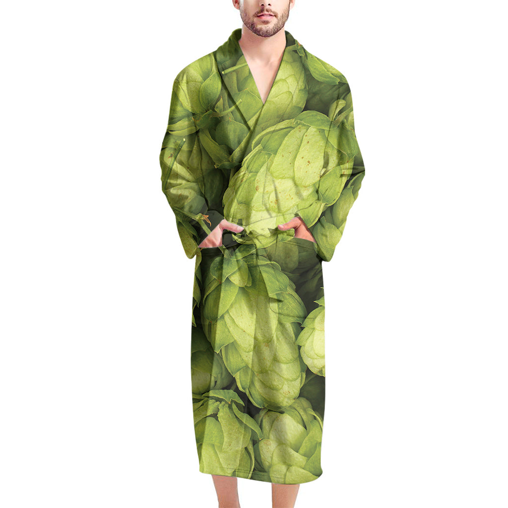 Fresh Hop Cone Print Men's Bathrobe