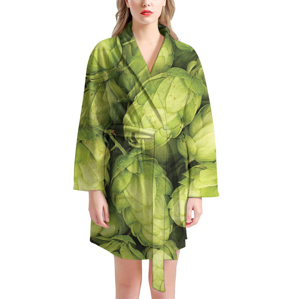 Fresh Hop Cone Print Women's Bathrobe