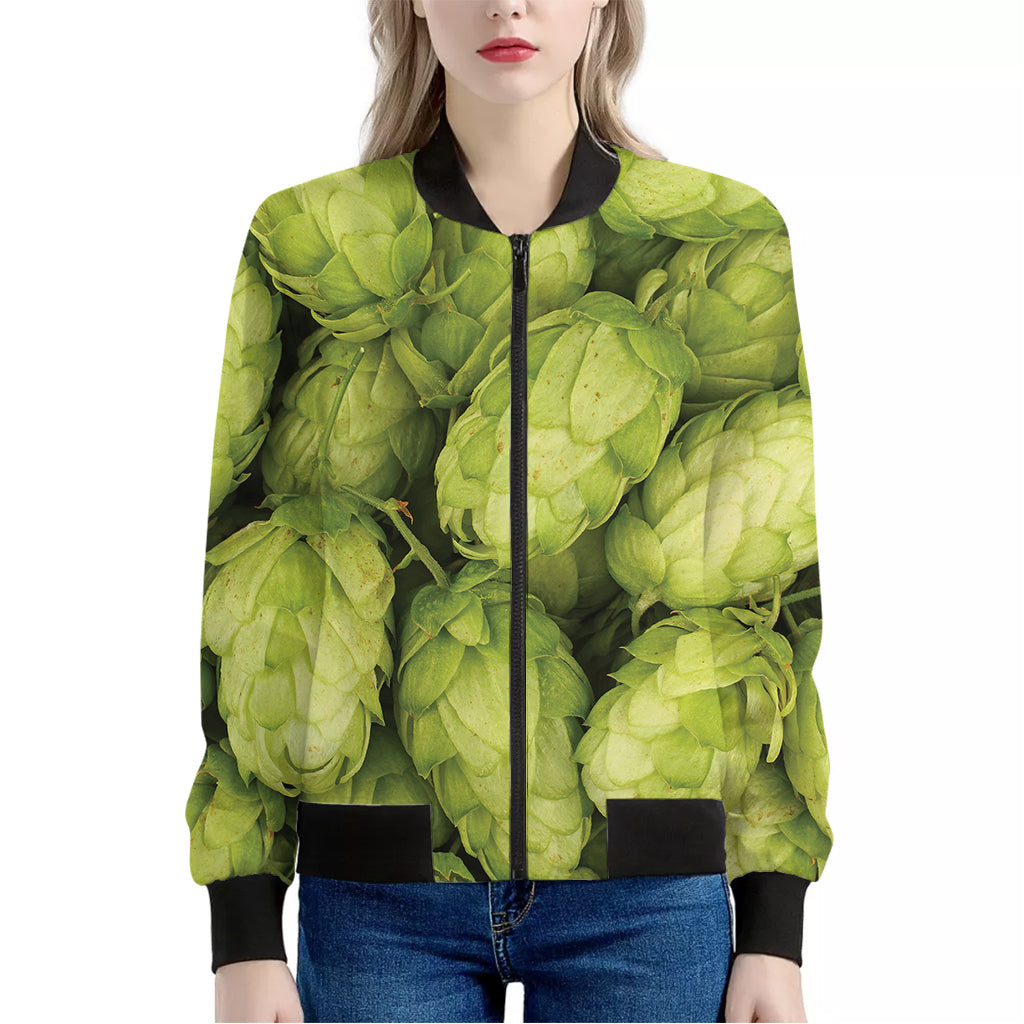 Fresh Hop Cone Print Women's Bomber Jacket