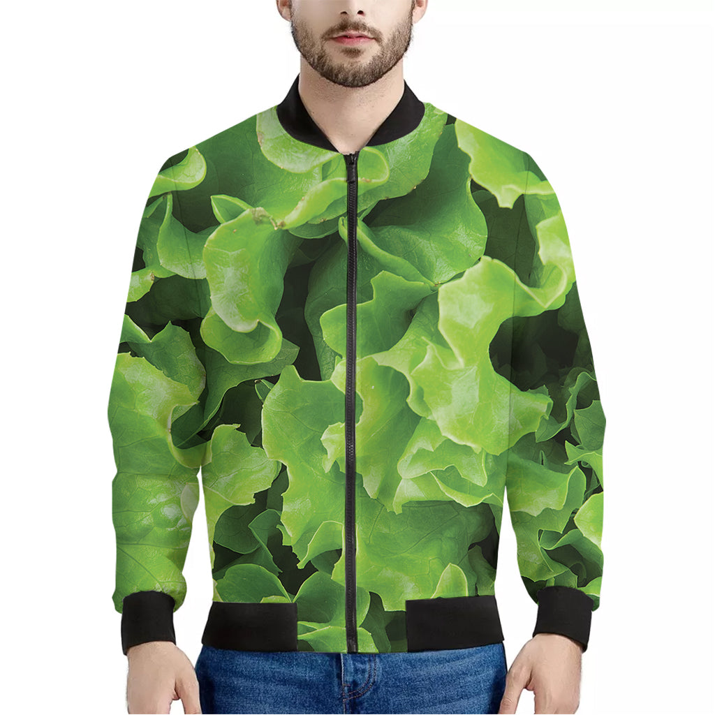 Fresh Lettuce Leaves Print Men's Bomber Jacket