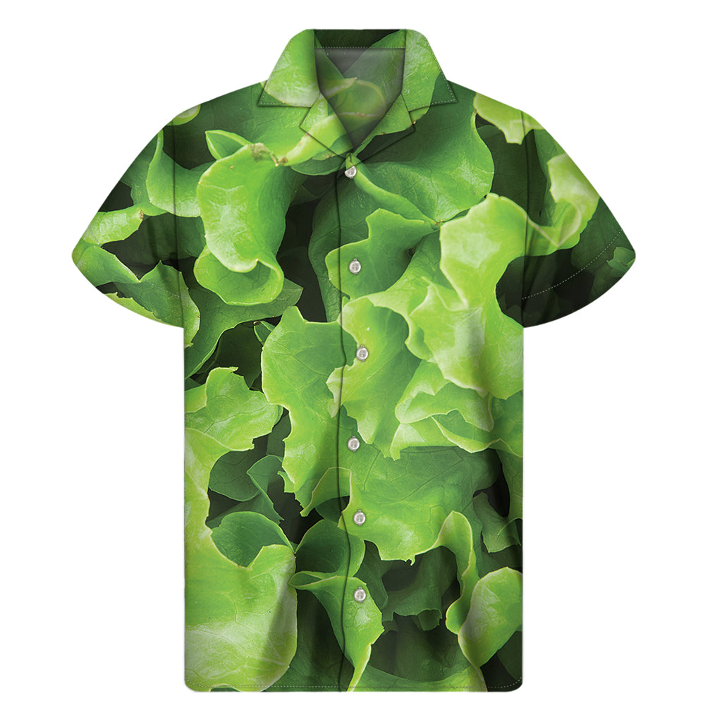 Fresh Lettuce Leaves Print Men's Short Sleeve Shirt