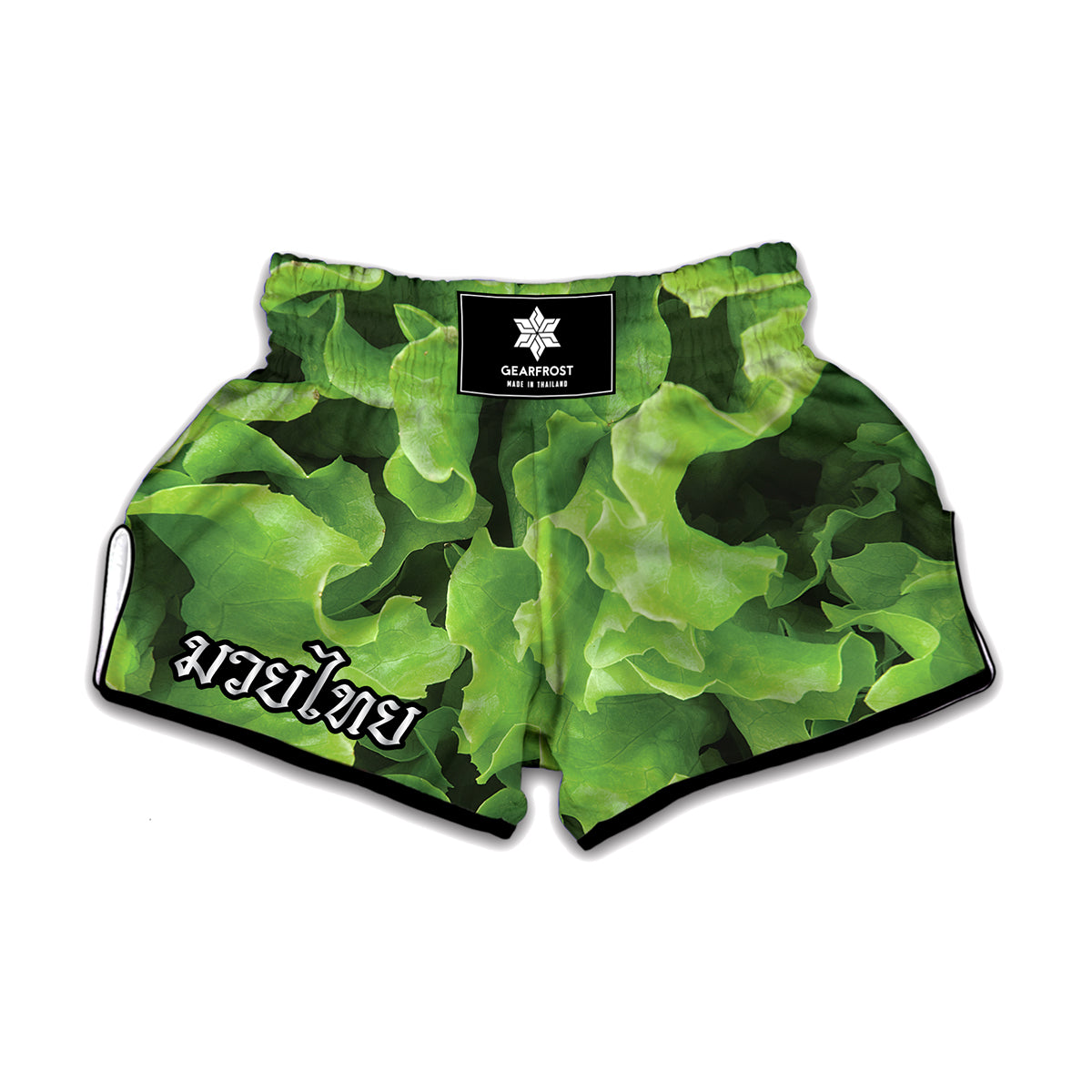 Fresh Lettuce Leaves Print Muay Thai Boxing Shorts