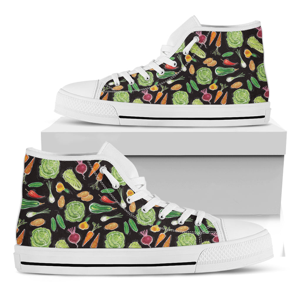 Fresh Vegetable Pattern Print White High Top Shoes