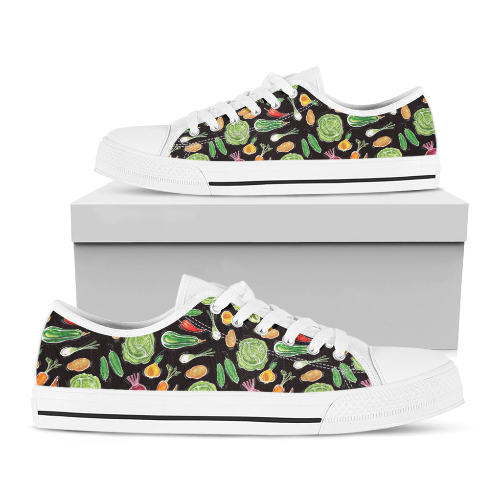 Fresh Vegetable Pattern Print White Low Top Shoes