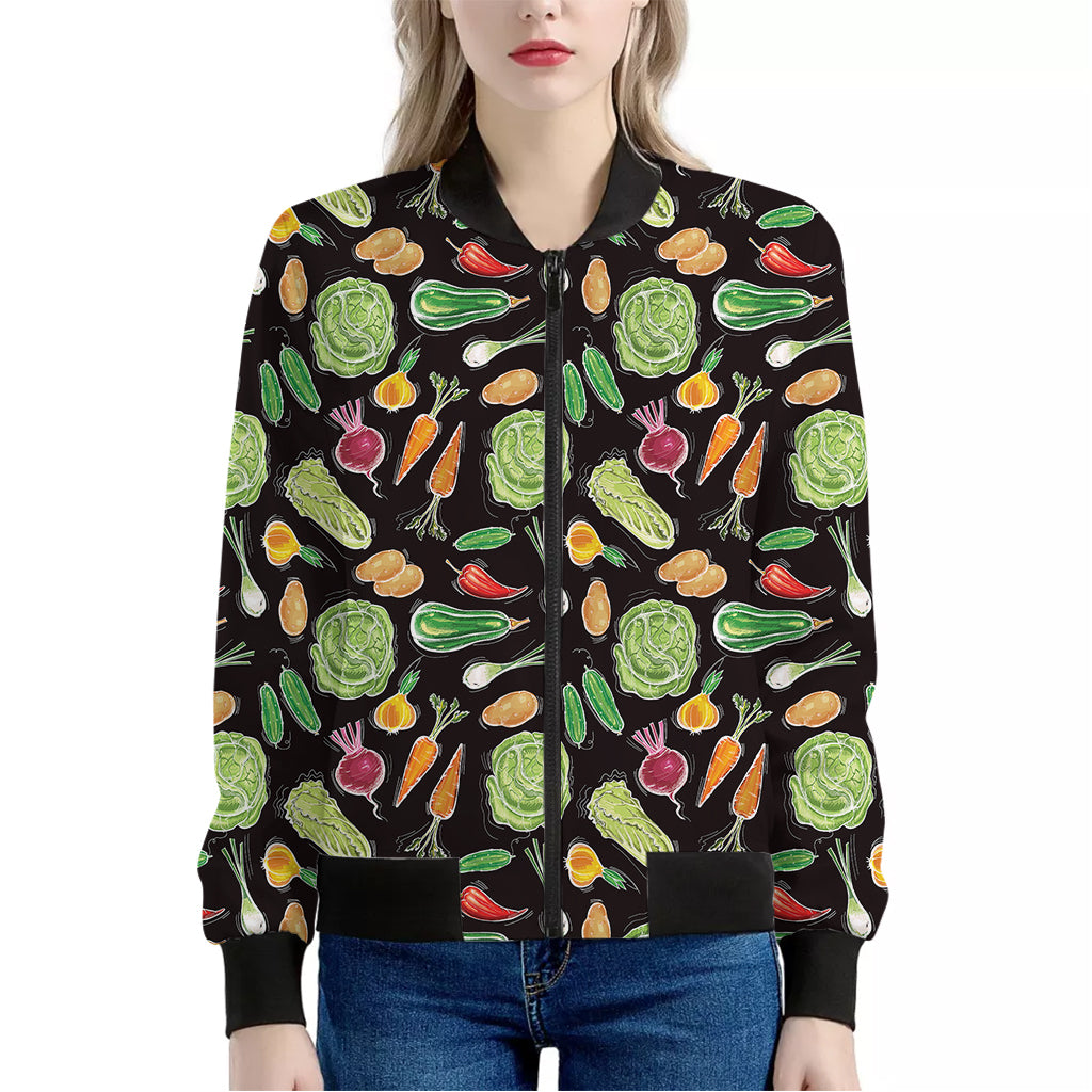 Fresh Vegetable Pattern Print Women's Bomber Jacket