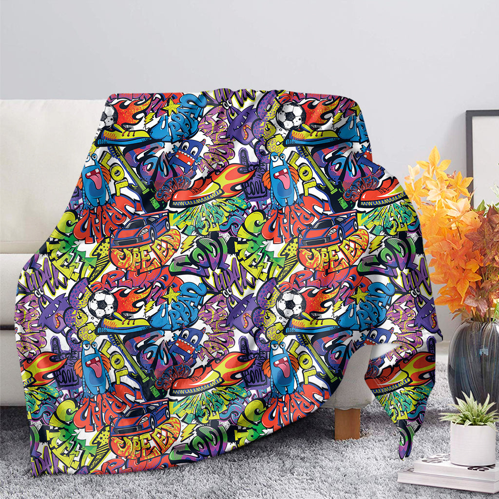 Funky Graffiti Pattern Print Blanket