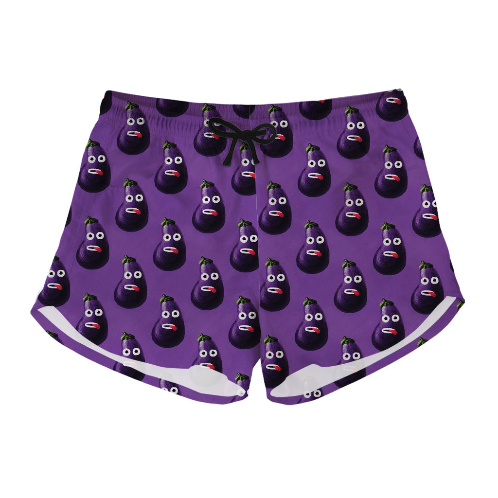 Funny Eggplant Pattern Print Women's Shorts