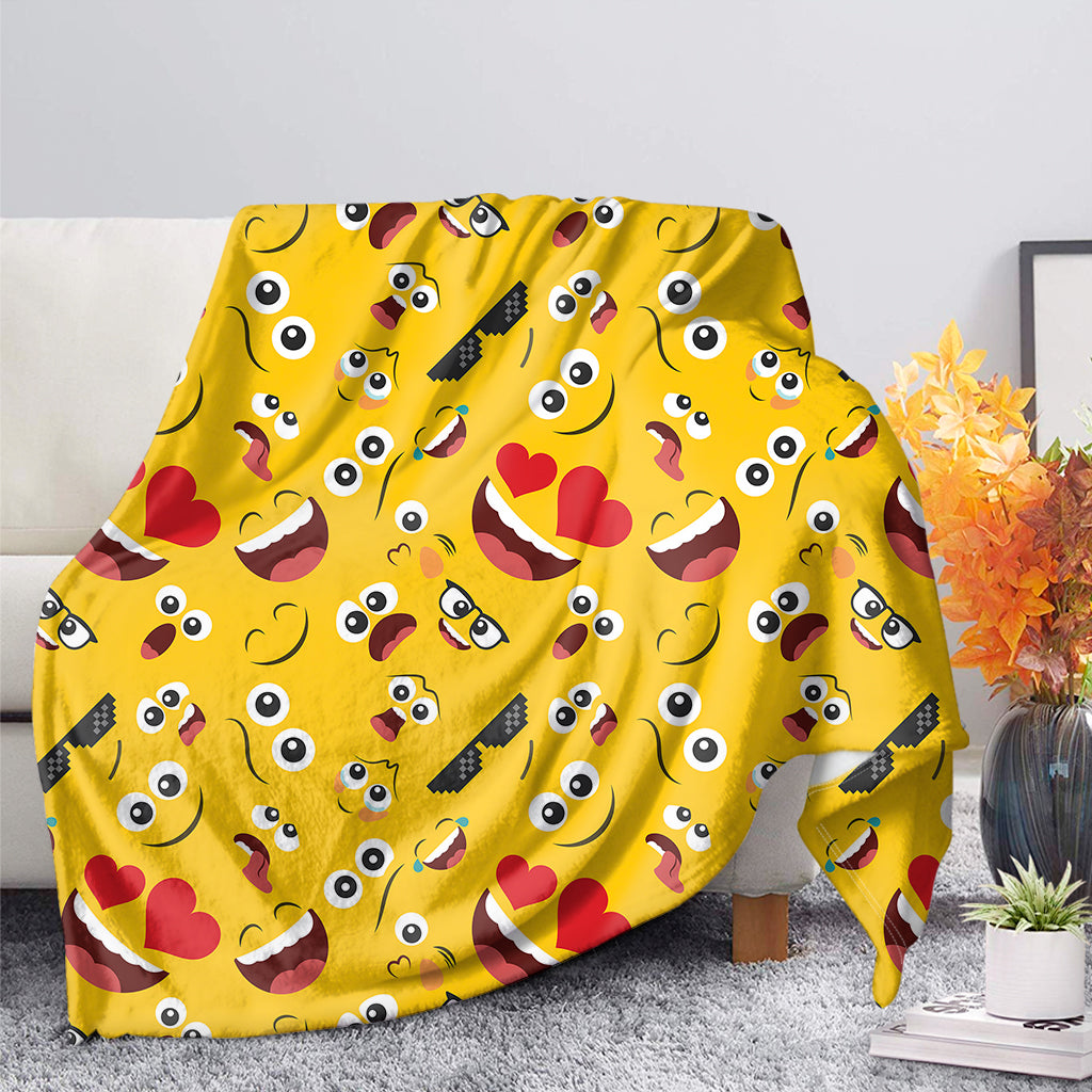 Funny Emoji Pattern Print Blanket