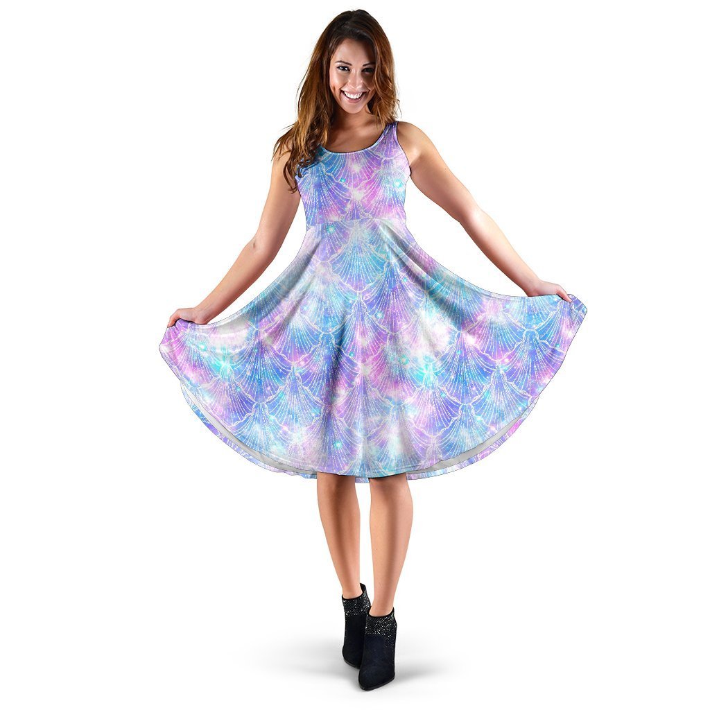 Galaxy Mermaid Scales Pattern Print Women's Dress