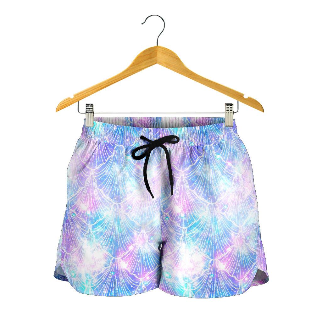 Galaxy Mermaid Scales Pattern Print Women's Shorts