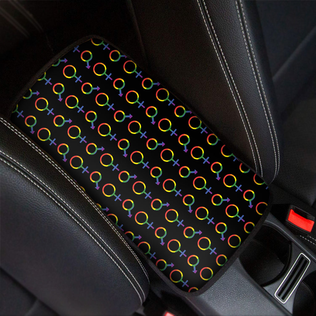 Gay Pride Gender Symbol Pattern Print Car Center Console Cover